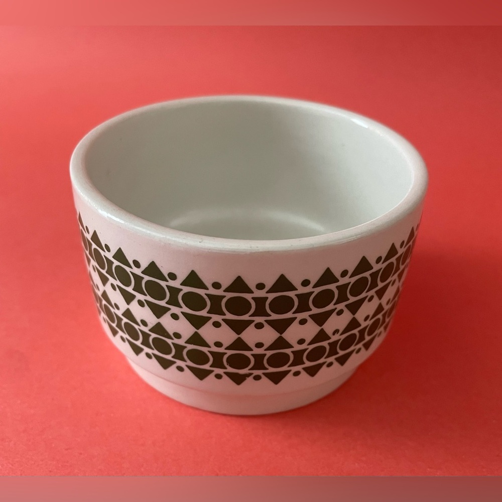 Vintage Rhythm by Arklow Small Ceramic Bowl with Green Geometric Design